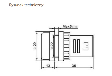 Woltomierz amperomierz LED 28mm 60-500V/100A RED