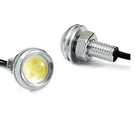 Żarówka LED 12V 1W 23mm biała z soczewką, srebrna obudowa